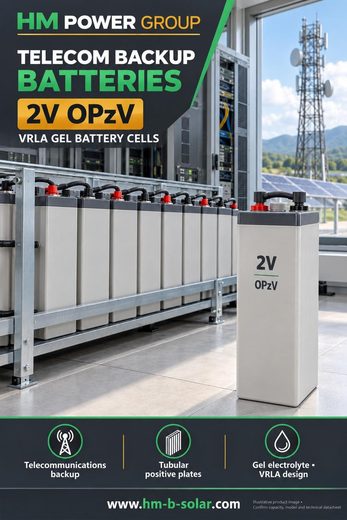 خلايا بطارية جل OPzV VRLA بجهد 2 فولت لدعم الاتصالات
