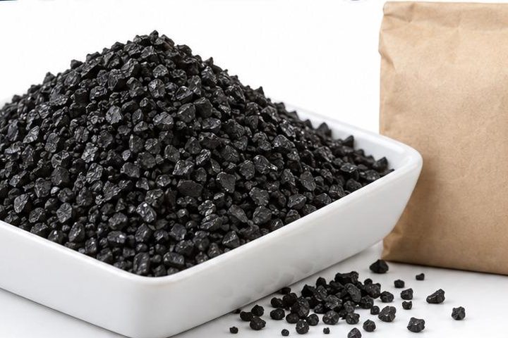 Activated carbon granules in a dish